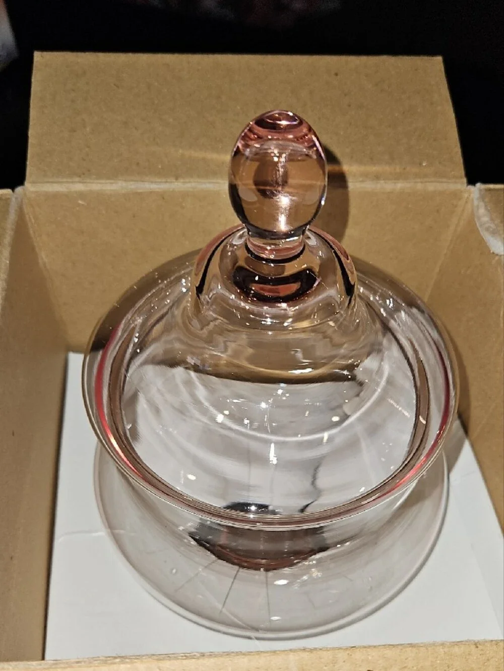 Vintage Princess House Rose-Tinted Glass Apothecary Jar with Lid